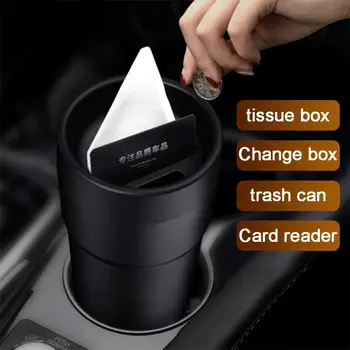

Mini Universal Four-in-One Multi-function Car Trash Bin Portable Rubbish Can Dustbin Garbage Box For Ashtray Car Accessories