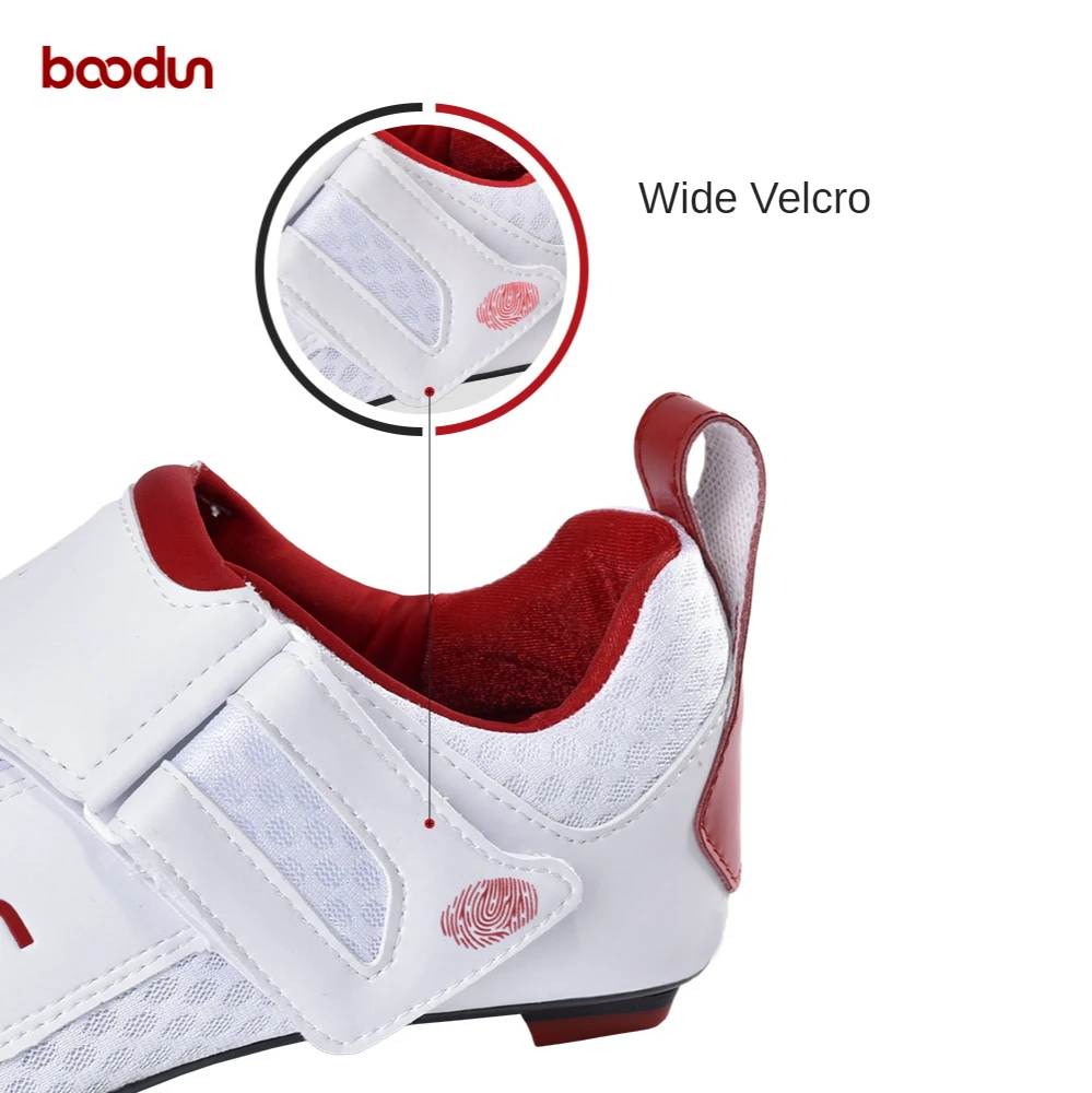 Boodun Men Cycling Shoes Carbon Fiber Sole Road Bike Shoes Mesh Breathable Upper Triathlon Bicycle Racing Lock Cleat Cycle Shoes