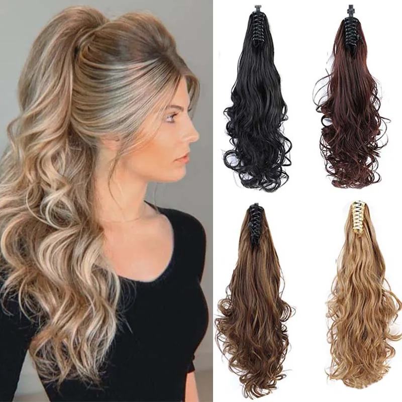 Synthetic Long Curly Ponytail Claw Natural False Hair Clip In Hair Extensions For Women Heat Resistant Hairpieces LUPU