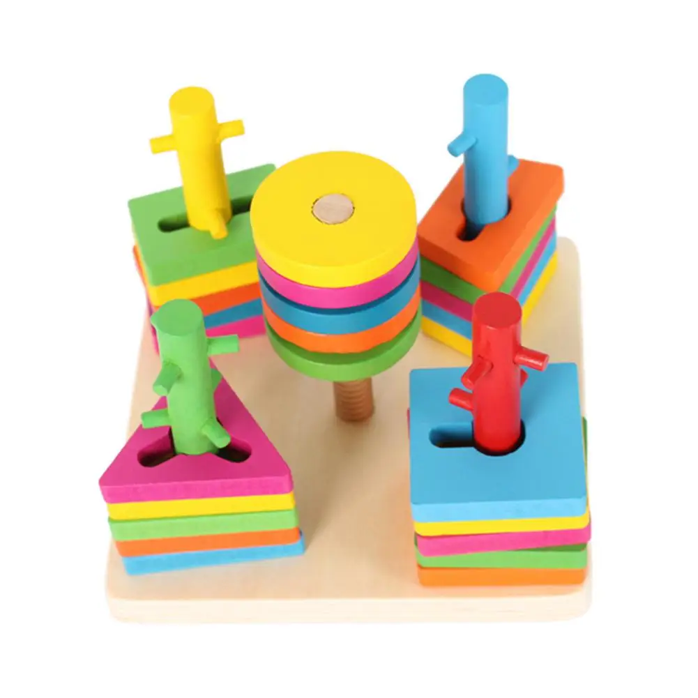 

Five-column Set Blocks Infant Wooden Educational Toy