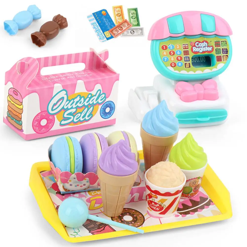 22 PCS Set Children Mini Supermarket Cash Register Toy Dessert Fruit Shopping Cart |