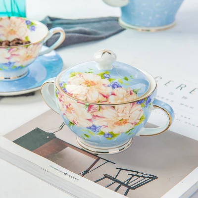 1pcs Sugar pot Роскошные наборы кофейных чашек, романтичный фарфор кости, британский стиль, чайный сервиз, послеобеденная чайная посуда, вечерние чайные горшки, свадебный подарок - Цвет: 1pcs Sugar pot