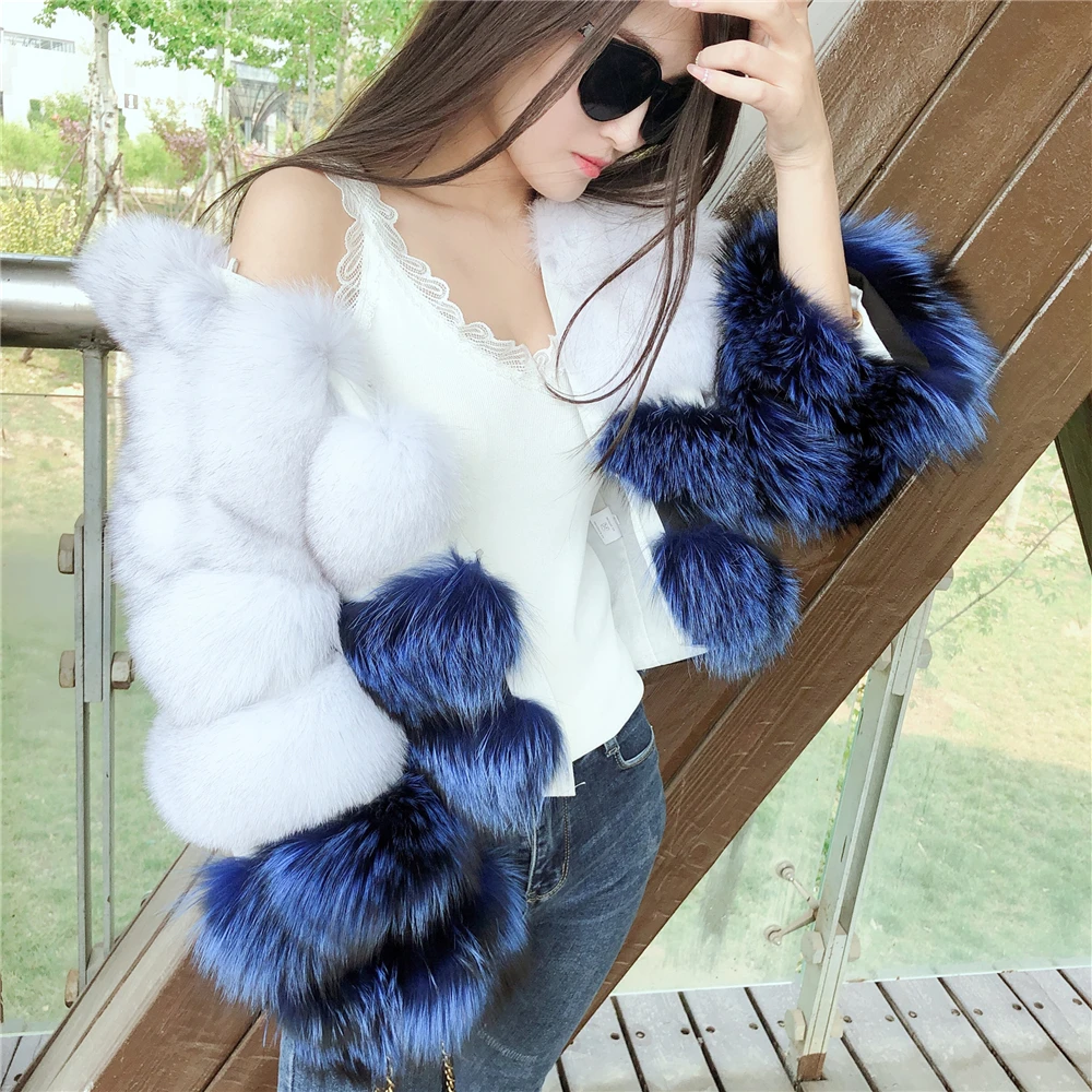 Real Fox Fur Coat for Women, Silver Fox Fur Coat, Short Jacket with Zipper, Genuine Leather, Female Winter Jacket, new winter leather jacket women coat faux fox fur collar short coat pu leather female jacket elegant motorcycle zipper outerwear