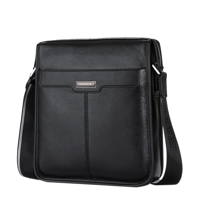 

AUAU-P.Kuone Male Shoulder Bag Genuine Leather Messenger Bags Business Casual Bag