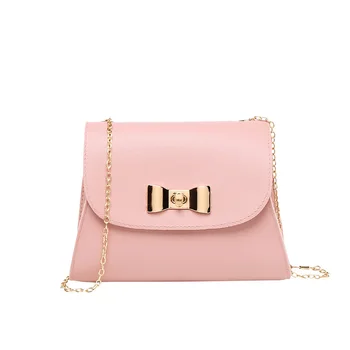 

2020 Korean Style Cover Bow Lock Chain Small Square Bag Spring Summer Messenger Bag Women's Phone Bag Shoulder Bag Messenger Bag