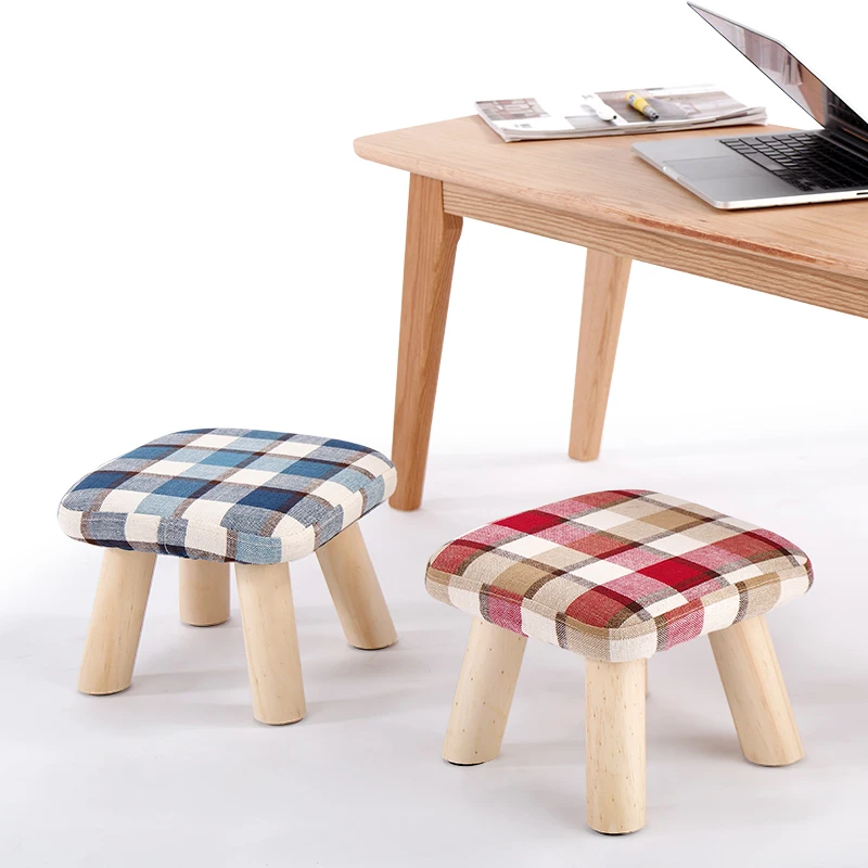 

Latest fashion creativity foot white small sofa outsoor benches Minimalist Modern Small stool solid wood tea table sofa fabric