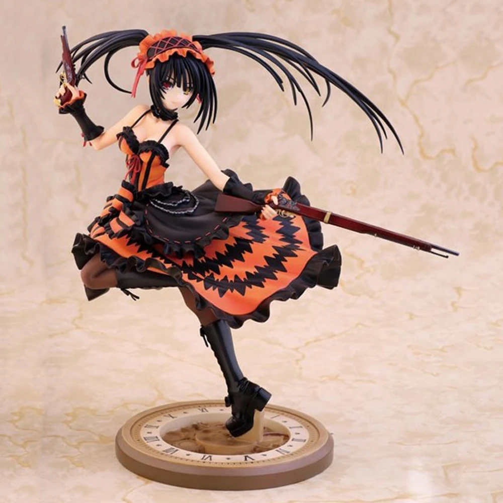 

25CM Date A Live Nightmare Tokisaki Kurumi with pistol Action Figure Anime PVC Collectible Model Toy Doll F1850n18