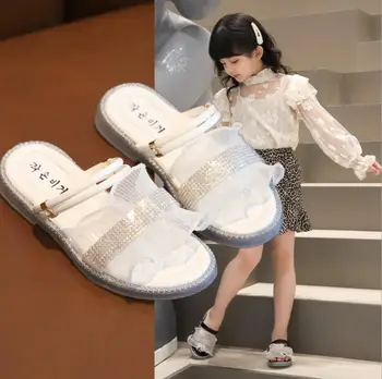 

New Baby Little Girl Flat Summer Sandals Kid Cute Lace Beach Sandals Children Princess Shoes Size 21-30