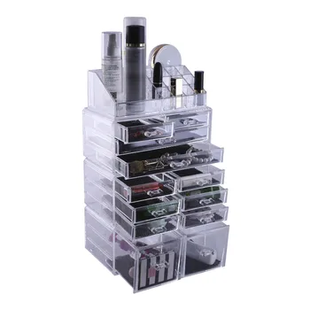 

Cosmetic Tower Makeup Organizer Holder Case Box Jewelry Storage Drawer Plastic Cosmetics Storage Rack Transparent 4Pcs/Set