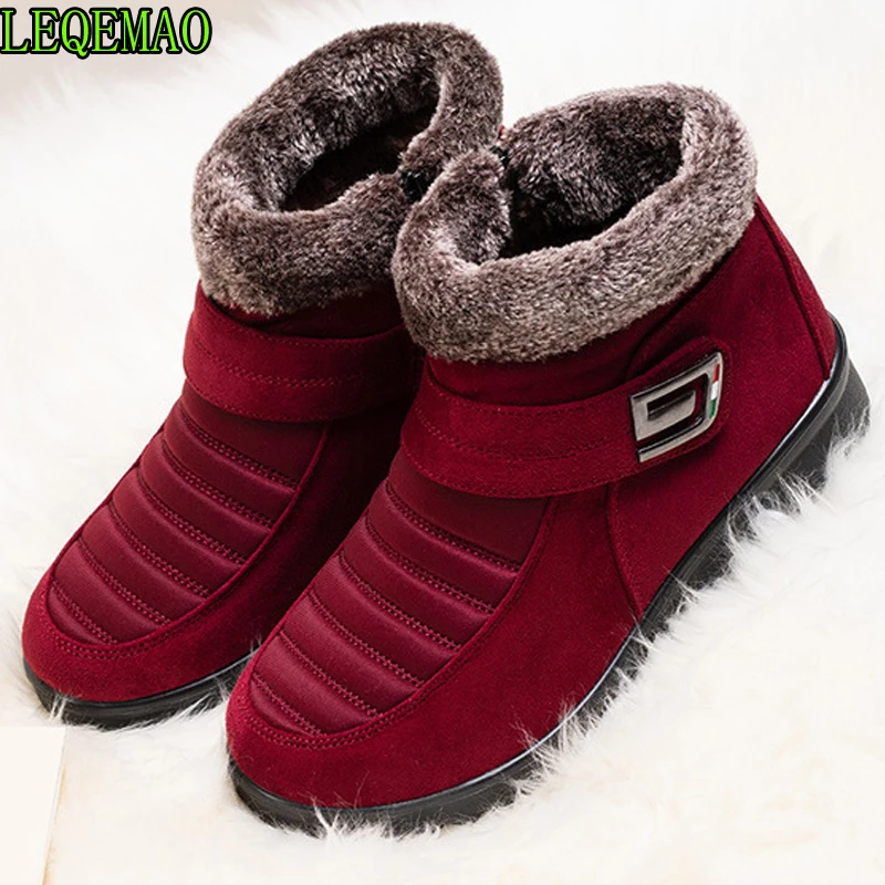

Winter Women Boots Woman Snow Boots Plush Light Mother Zipper Women Cotton Cloth Boots Female Boots Size 34-42