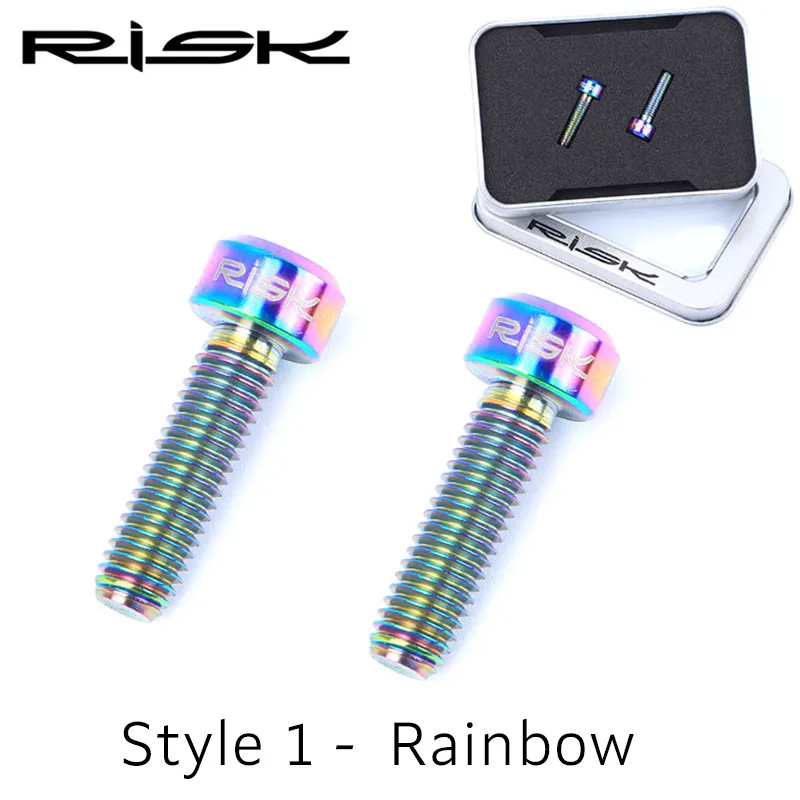 Type 1 Rainbow RISK 2 шт. M5* 18 мм титановые Ti болты для горного Рычаг стояночного тормоза велосипеда фиксация M5x18mm сиденье для горного велосипеда пост с фиксатором винты 2 типа - Цвет: Type 1 Rainbow