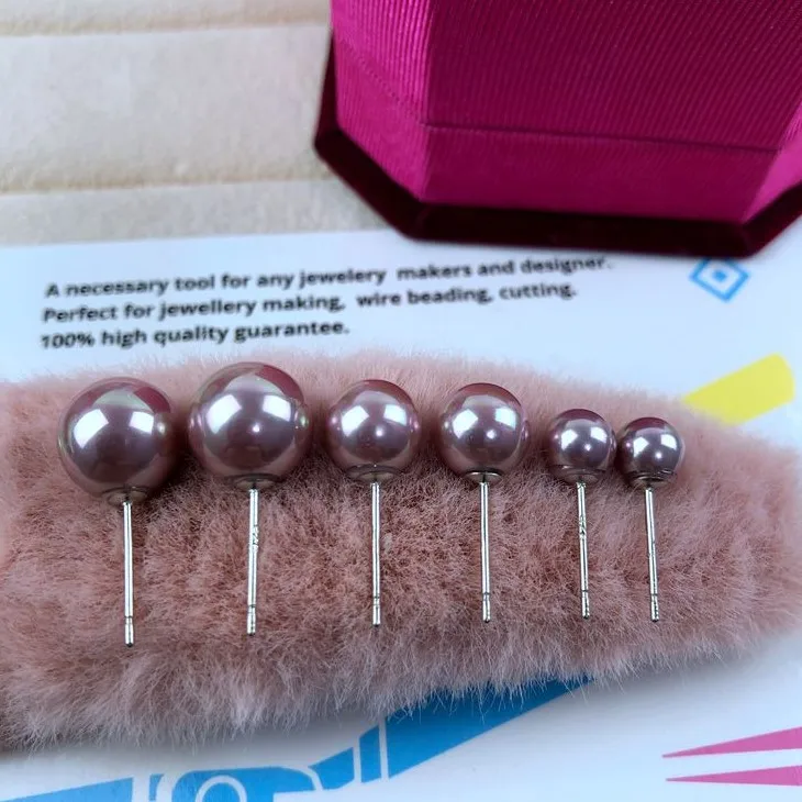 

4-10mm-12mm -14mm Wholesale Hot Cheap Shell Pearl Earrings Nice Gift Pearl Jewelry Round Pearl Stud Earrings, 100pairs/lot