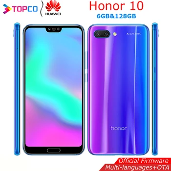 

Honor 10 Kirin 970 Octa Core 5.84'' 24MP&16MP&24MP 3400 mAh RAM 6GB ROM 128GB FingerPrint NFC