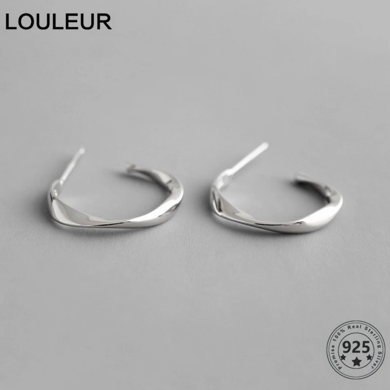 

LouLeur Simple 925 Silver Sterling Earrings Mobius Twist Earrings For Women Wholesale Earrings Silver 925 Jewelry 2021 Trend