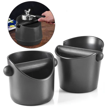 

Coffee Grind Knock Box Coffee Knock Box with Handle Slag Bucket Espresso Grinds Tamper Waste Bin Black Non-slip Accessories