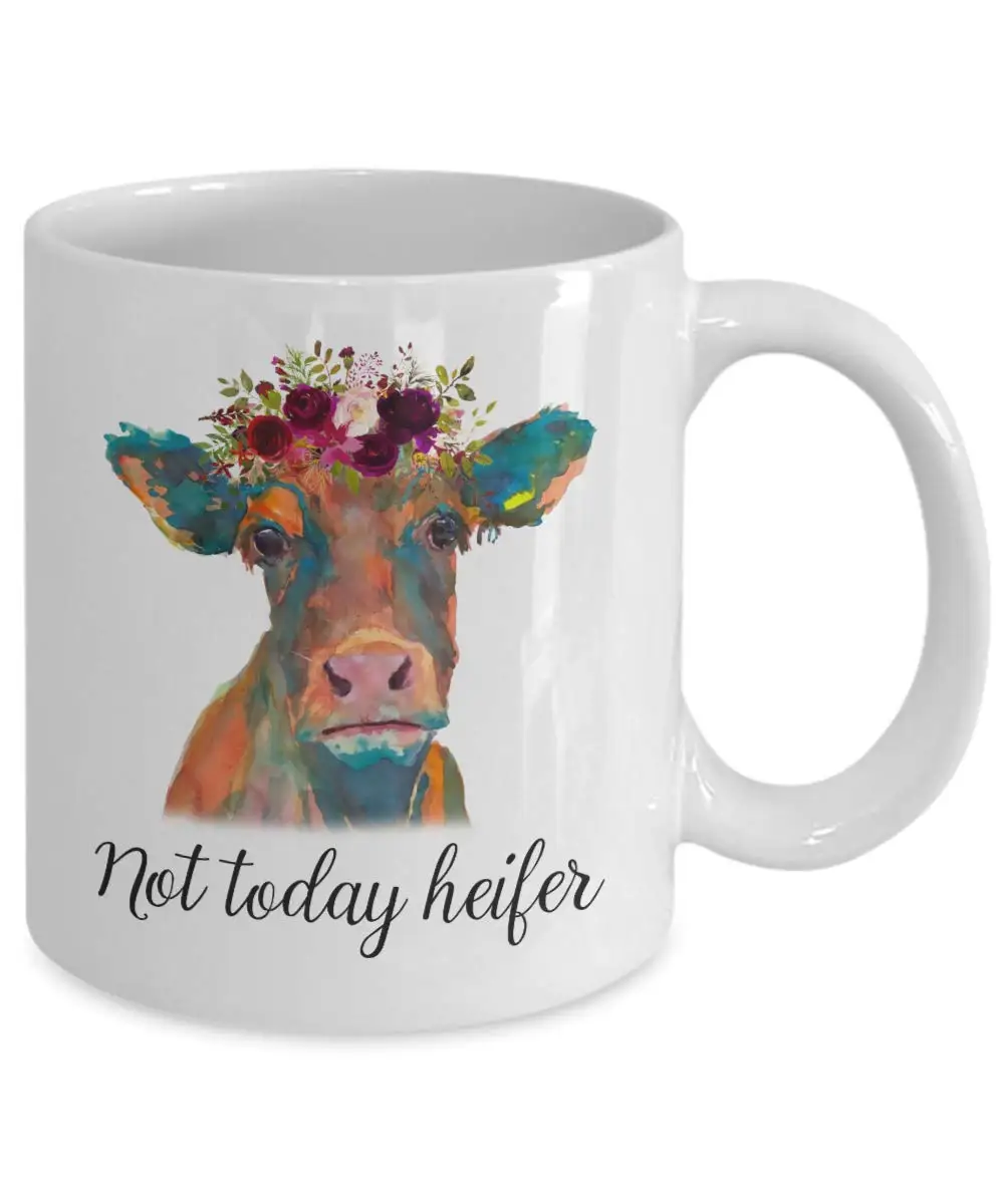 Кружка Not Today Heifer с коровой 11 унций кофейная чашка из коровьей кожи для женщин