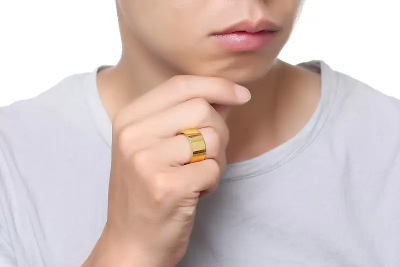 10mm Wide Glossy Ring For Men/Women Gold Color Stainless Steel Anniversary Party Ring Jewelry Anneau BR19159