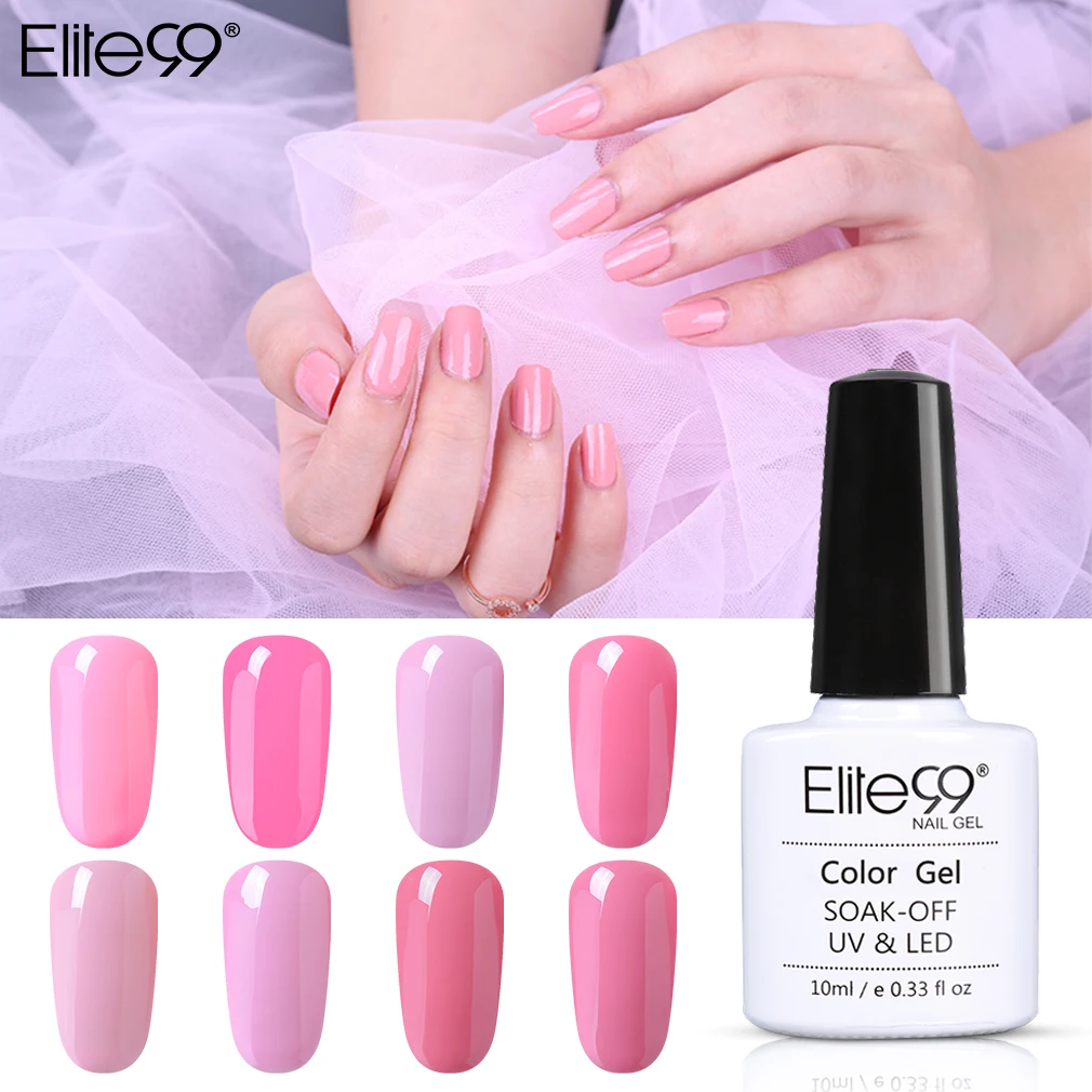 

Elite99 10ml Pink Color Gel Nail Polish Soak Off Manicure Primer Top Coat Gel Polish Semi Permanent Hybrid Nail Art Gel Varnish