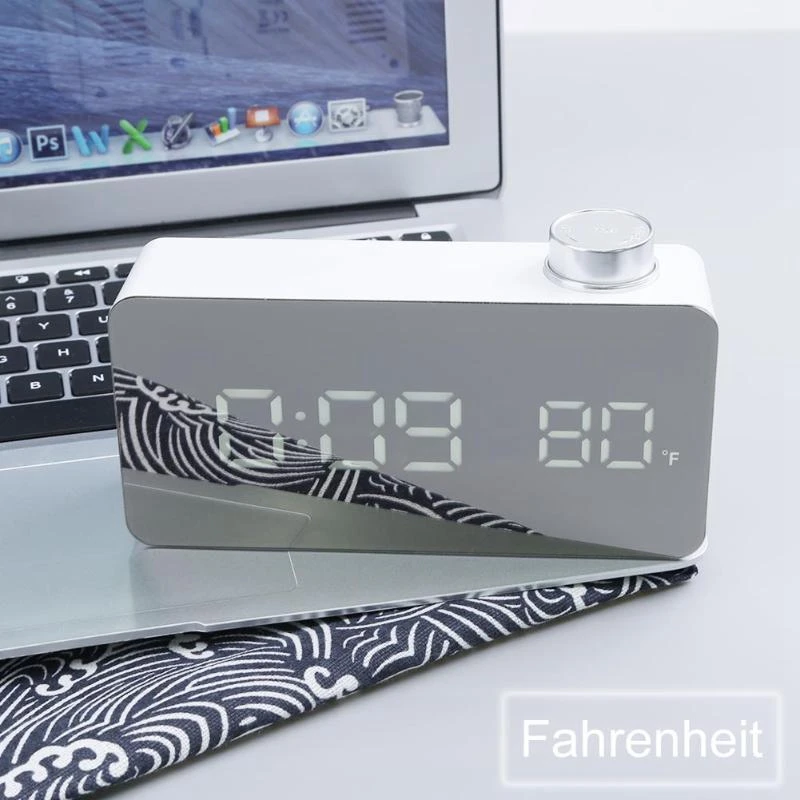 New-TS-S51 LED Mirror Alarm Clock Multifunction Digital Electronic with Temperature