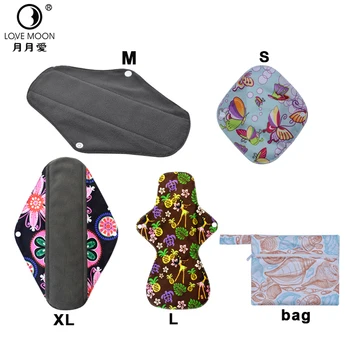 

5 Pcs Reusable Cotton Pads For Women Reusable Sanitary Pads Bamboo Charcoal Super Absorbent Heavy Sanitary Washable Pads