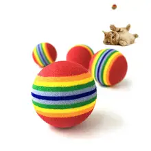 

Funny Pet Dog Puppy Cat Rainbow Striped Chewing Interactive Ball Teething Toy