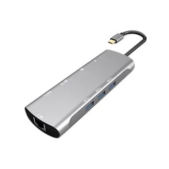 

9 in 1 USB C HUB HDMI Rj45 Adapter for iPad Pro Type-C with PD TF SD USB 3.0 for Samsung Pro for Huawei Mate