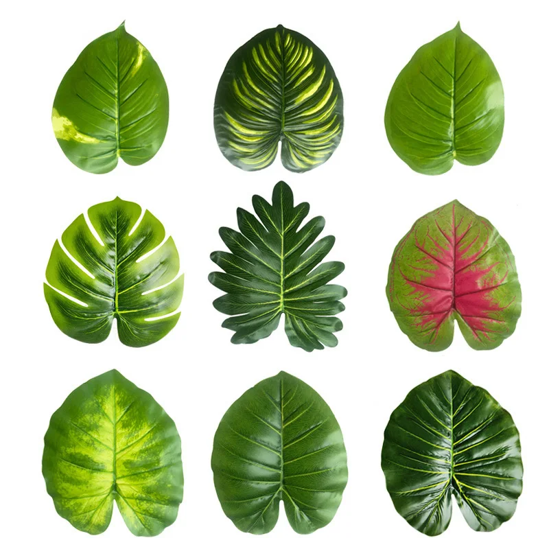 21 см тропические Monstera пластиковые листья искусственные пальмы зеленые растения