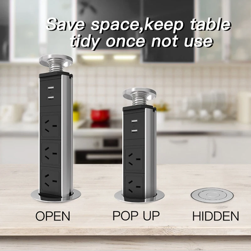 Pop Up Socket Kitchen Office Desktop Countertop Point Pull