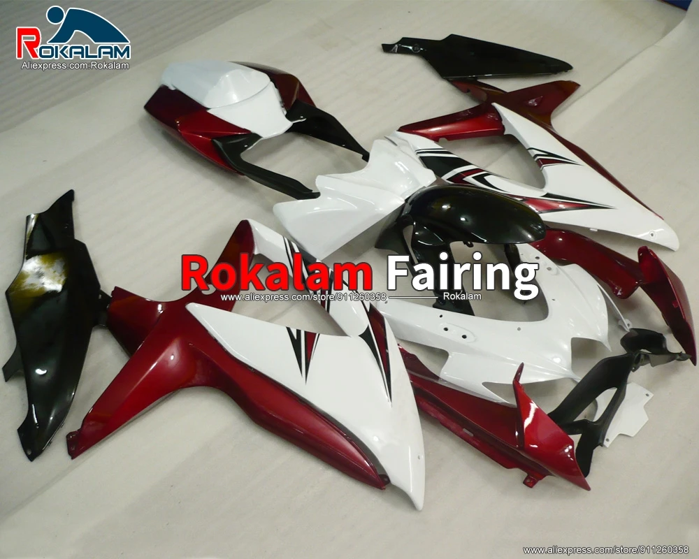 

ABS обтекатель для Suzuki GSXR600 GSXR750 K8 2008 2009 2010 GSX-R600 08 GSX-R750 10 Белый Красный Autobike средства ухода за кожей Kit (литья под давлением)