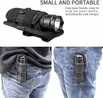 

Flashlight Holster for Tactical Torch Belt Flashlight Holder Nylon Pouch Case with 360 Degrees Rotatable Clip Long Type