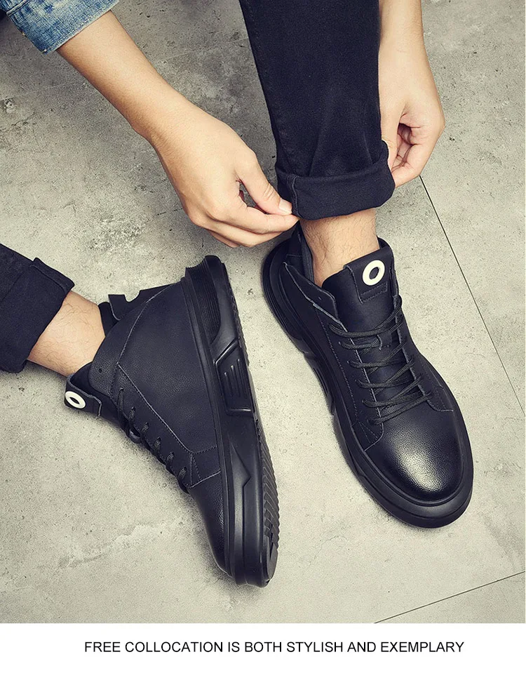 OSCO/ мужские ботинки зимние черные ботинки в Военном Стиле Мужская обувь на шнуровке с круглым носком высокого качества; размеры