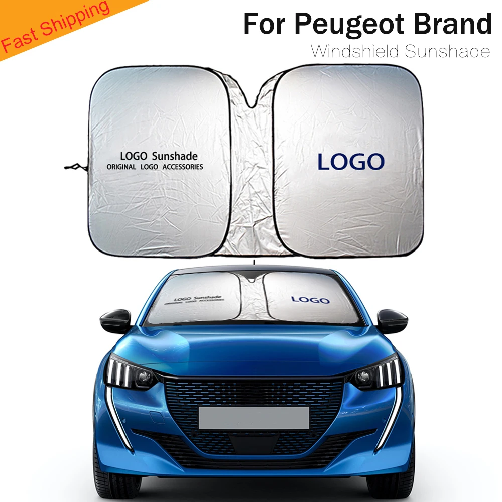 

For Peugeot logo car sun visor shade Windshield Sunshade front cover car windshield for auto protector parasol coche 2020 new