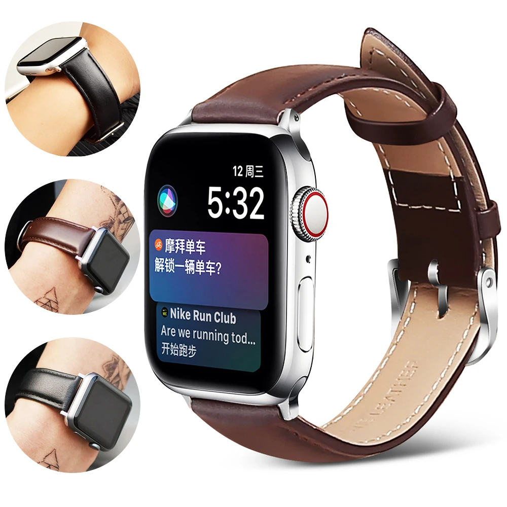 MU SEN кожа Watchb Apple watch браслет черный пояс ремешки натуральная кожа ремешок Группа 38 мм 42 мм iwatch серии 3/2/1