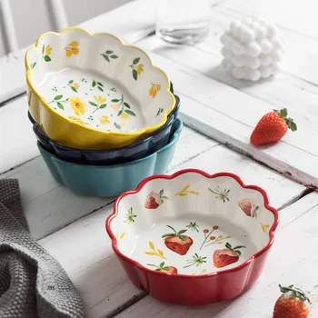 

Vintage Handpainted Ceramic Bowl Cute Salad Fruit Coconut Rice Serving Bowls Kitchen Ware Home Decor Porcelain Bowl Micro Safe