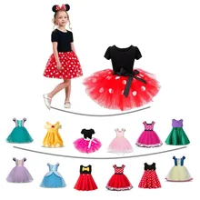 Платье в горошек с Минни Маус для девочек; костюм Белоснежки для костюмированной вечеринки на Хэллоуин; одежда для дня рождения; новогодние вечерние платья для девочек