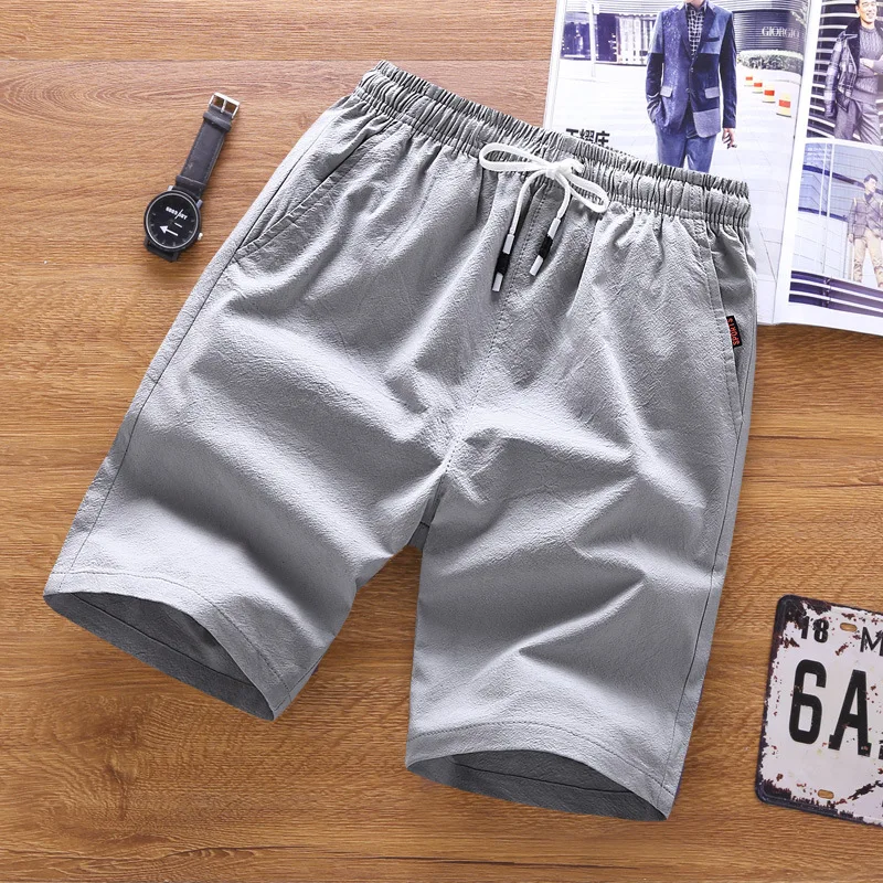 Men's  casual shorts Fitness solid shorts Cotton linen Leisure Pants Loose Comfortable Plus Size Fashion Brand Summer new 2019