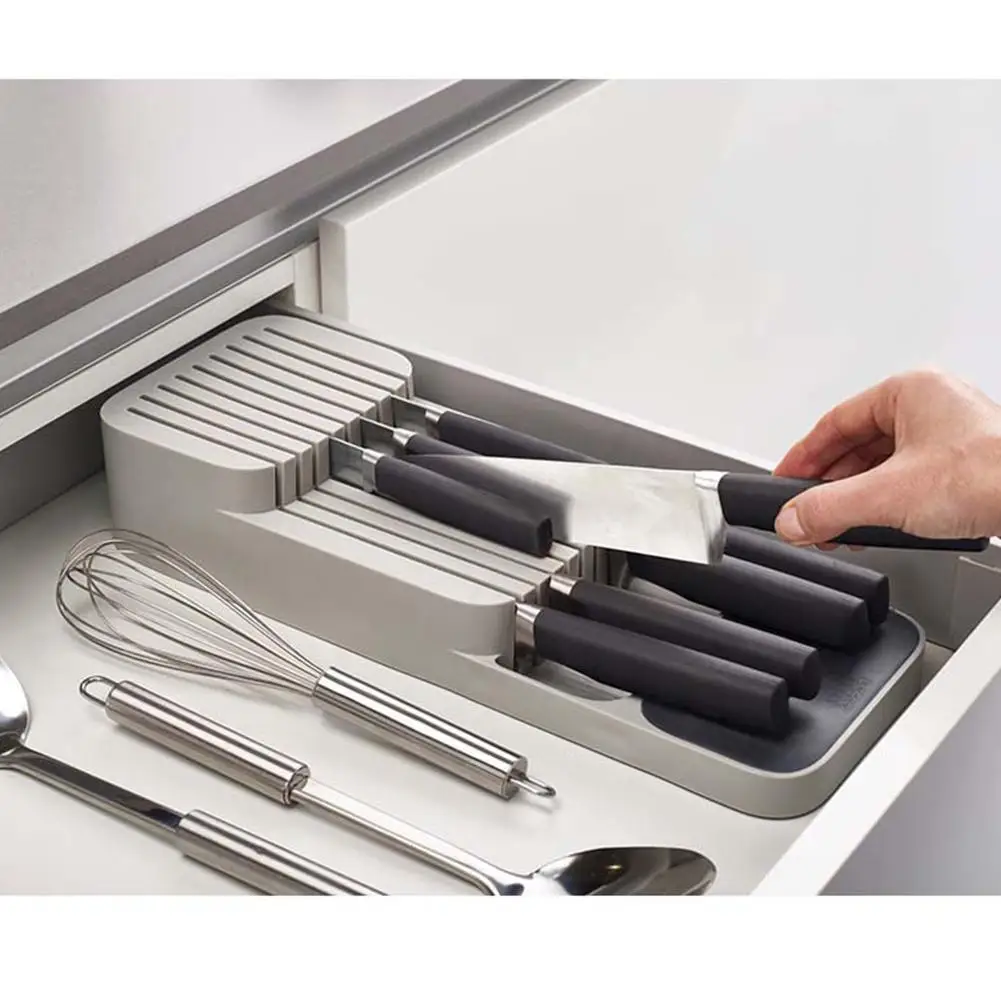 

Kitchen Drawer Storage Box Tray with Compartments Kitchen Knife Drainer Organizer Case for Cutlery Silverware Kitchen Tools