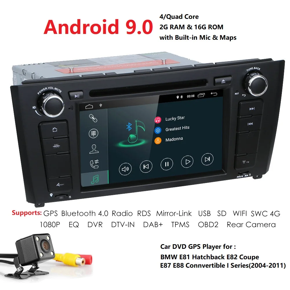 Sale 2G RAM 1Din 7 Inch Car DVD Player For BMW/E81/E82/E87/E88 GPS Navigation 1024*600 1080P WIFI 4G Bluetooth SWC RDS DSP DAB Camera 2