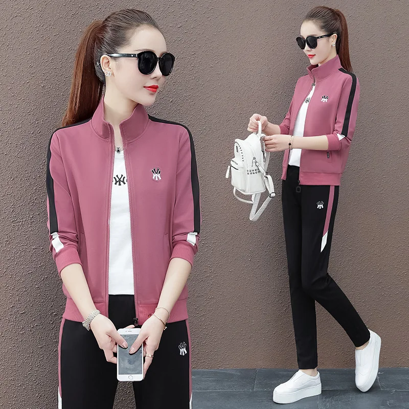

Leisure Suit Female Spring 2020 New Style Korean-style Large Size Dress-Style Loose-Fit Hoodie Stand Collar Sports Clothing Thre