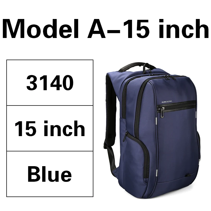 KINGSONS мужской рюкзак для ноутбука 13,3 15,6 17,3 дюймов Водонепроницаемый женский модный рюкзак для деловых поездок школьные сумки - Цвет: Model-A-15inch blue