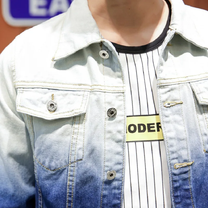 

2018 New Style Gradient Japanese-style Denim Jacket Men And Women Celebrity Style Plus-sized Fashion Coat Cowboy Clothing