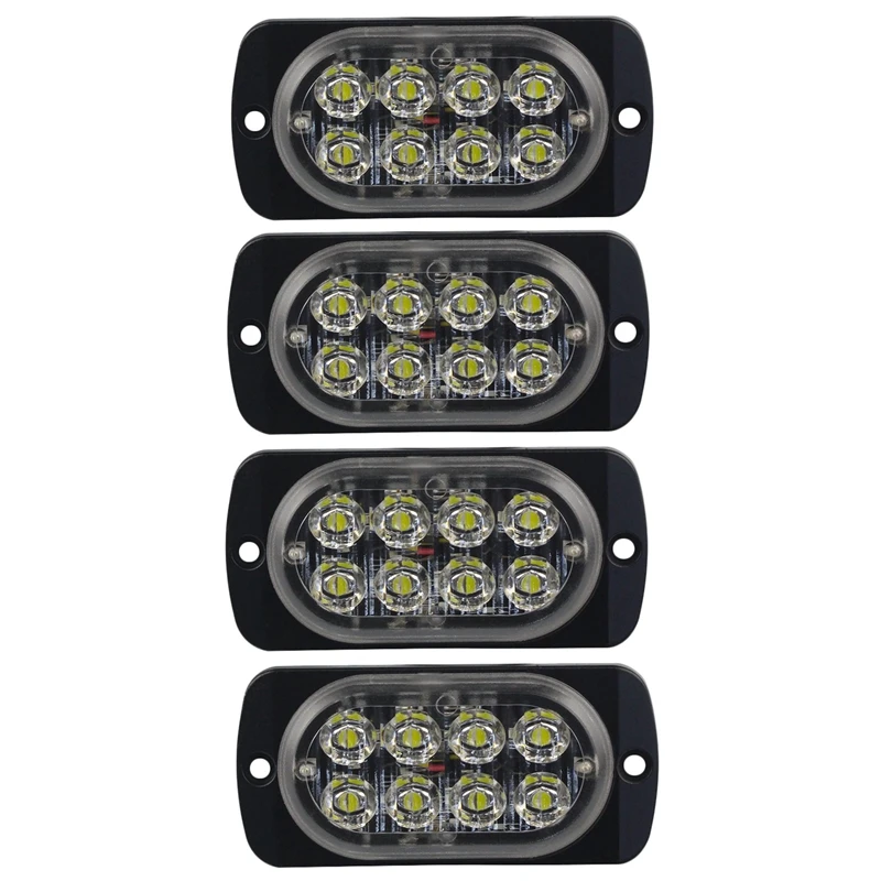 

4 Pack 8-Led Flash Recovery Warning Strobe Car Auto Urgency Emergency Beacon Signal Light Fog Warning Hazard Flashing Light