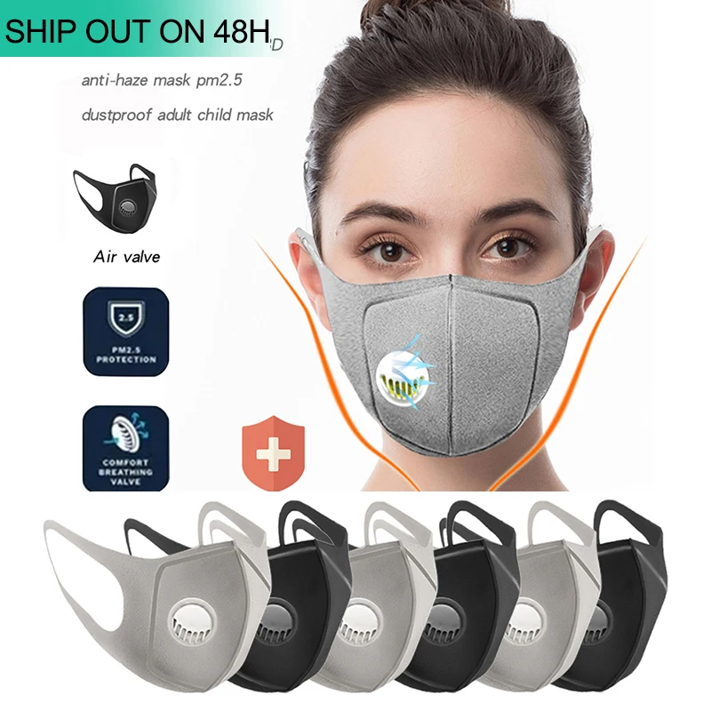 

Men Women Anti Dust Mask Anti PM2.5 Pollution Face Mouth Respirator Black Breathable Valve Mask Filter 3D Mouth Cover KF94 FFP3