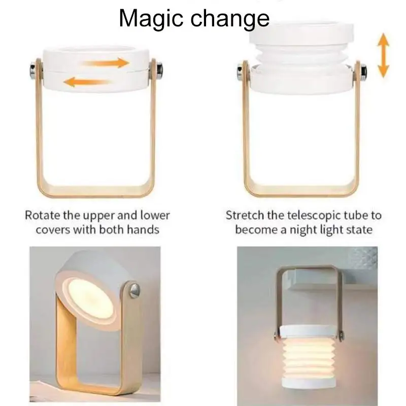 New Creative LED Multifunction Foldable Night Light Touch Dimmable Reading Camping Travel Portable USB Rechargeable Lantern Lamp
