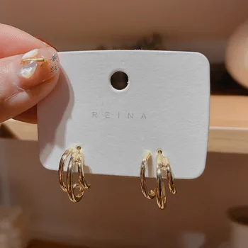 

pin hoop earrings female temperament simple exaggerated creative earrings personality net red Korean new earrings