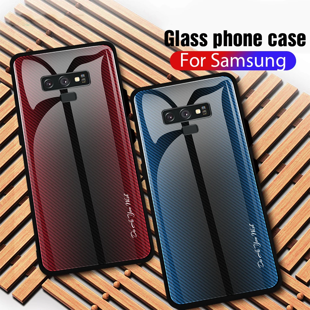 

Texture Tempered Glass Phone Case For Samsung Note 9 8 S9 Case Gradient Glass Edge Cover For Galaxy Note 10 S10 lite S8 Plus A50
