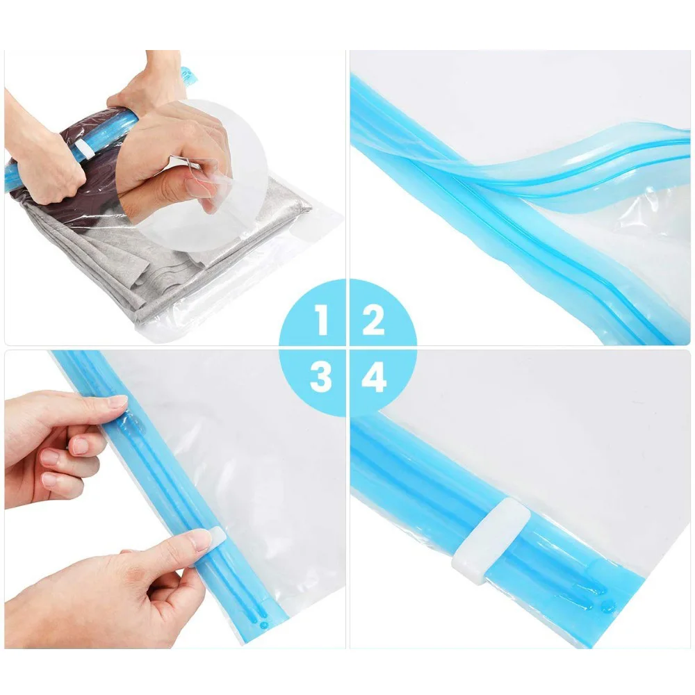 Travel сжатие Space Saver сумки для хранения ручной прокатный Roll Up 12 шт./компл. ransparent границы складной органайзер уплотнение