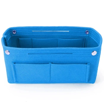 

Blue Women Fashion Felt Cloth Inner Bag Fits in Insert Handbag Multi-Pockets Cosmetic Bags Storage Personal Belongings Organizer