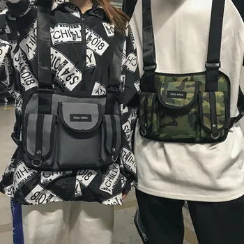 

2020 New Fashion Multi-Function Nylon Waist Bag Hip Hop Streetwear Functional Tactical Chest Bags Cross Shoulder Vest Bags