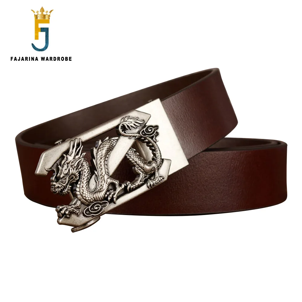 

FAJARINA Men's Smooth Genuine Leather Belt Casual Design Dragon Hollowed Automatic Belts for Men 3.5cm Accessories N17FJ851